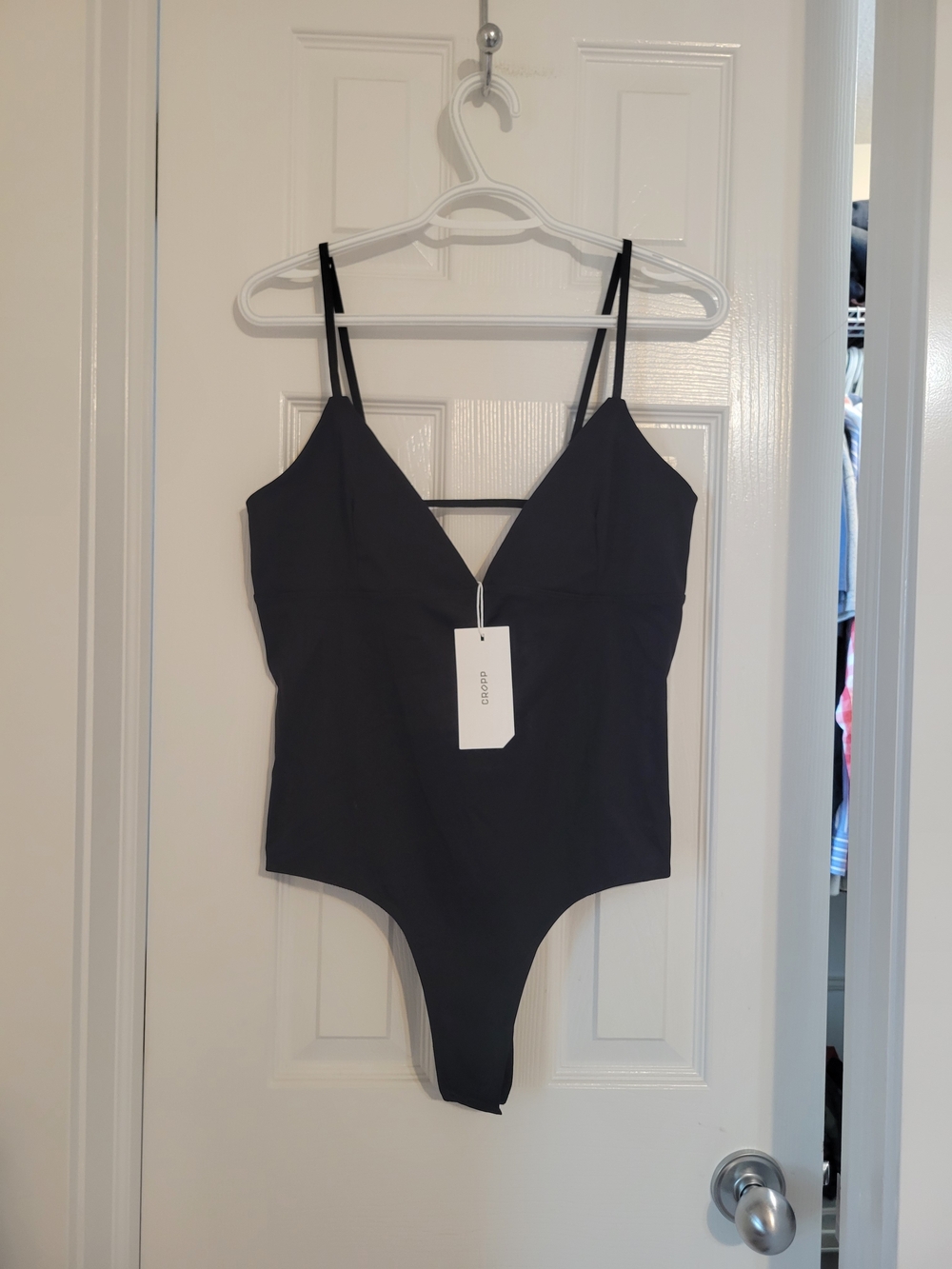 Brand New' Black V-Neck One-Piece Women Bodysuit Size L